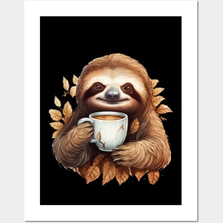 Cute Little Sloth Lover Lazy Sloth Music Lovers says Chill Posters and Art